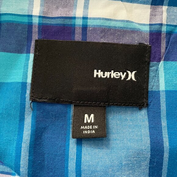 Hurley Men's Short Sleeve Button Down Shirt Blue Medium - Picture 3 of 4